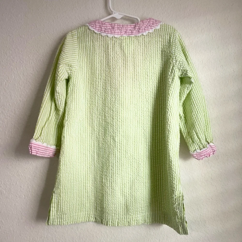 Florence Eiseman Lime Green and Pink Gingham Long Sleeve Dress size 5